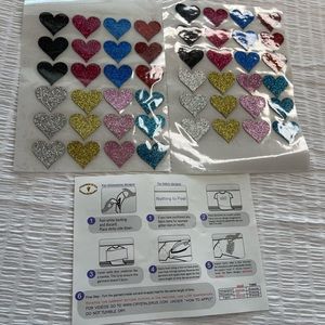 🆕 Fabric Sequin 48 Bundle 💙💗💜Hearts 🖤💛iron on hat  tote Valentine’s Day